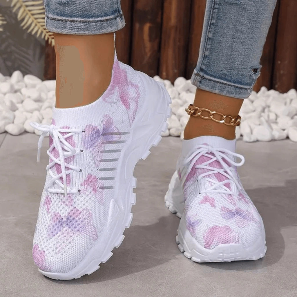 baskets-blanche-femme-floral-fit-luxe-pied